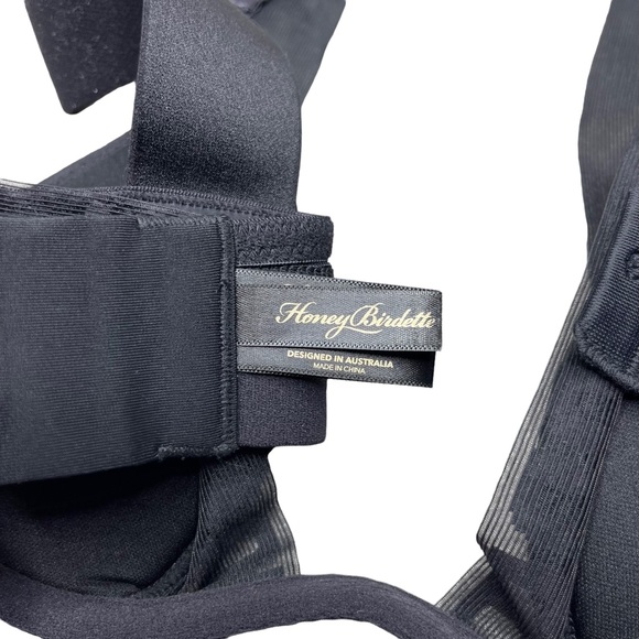 Honey Birdette Blake Black Mesh Bandage Strappy Bra Lingerie - Picture 9 of 13